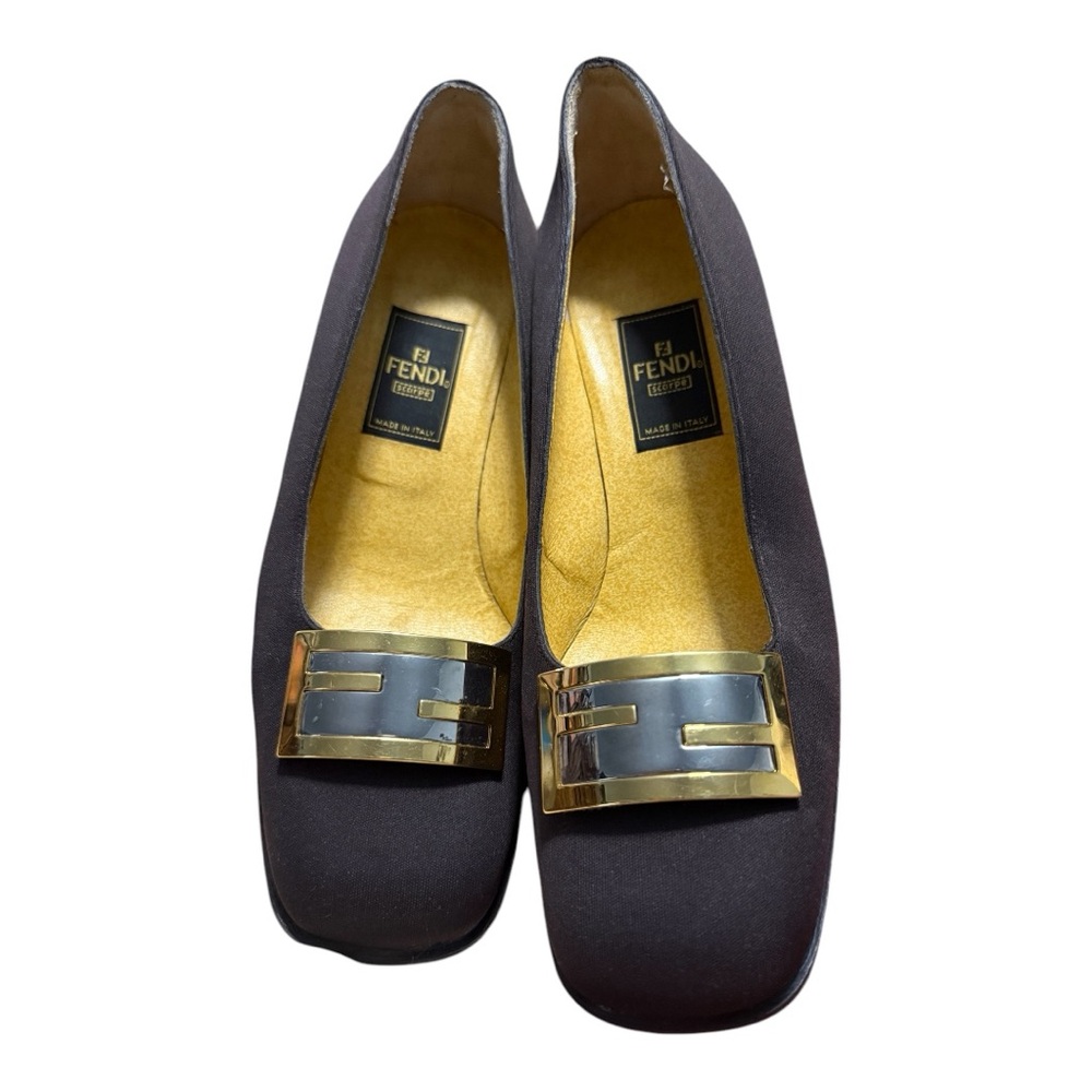 Fendi Brown and Gold Loafers